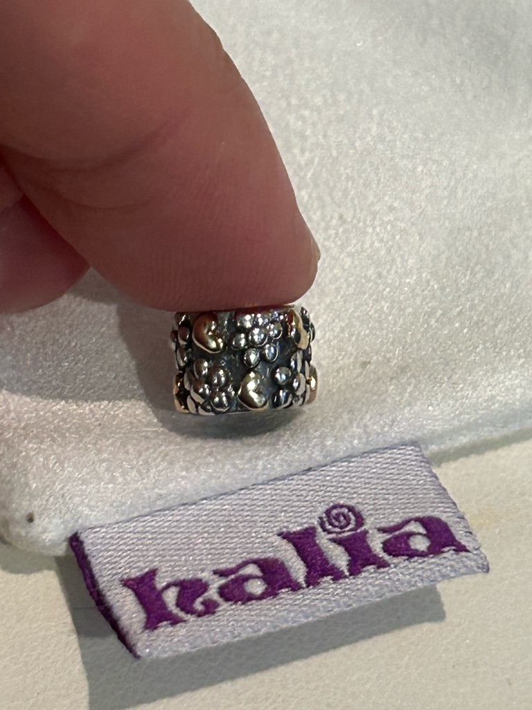 Gold/Sterling Pandora-Style “First Love” Heart Charm - Halia Brand, New